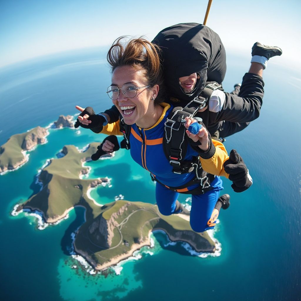 Skydiving over Australian coastline
